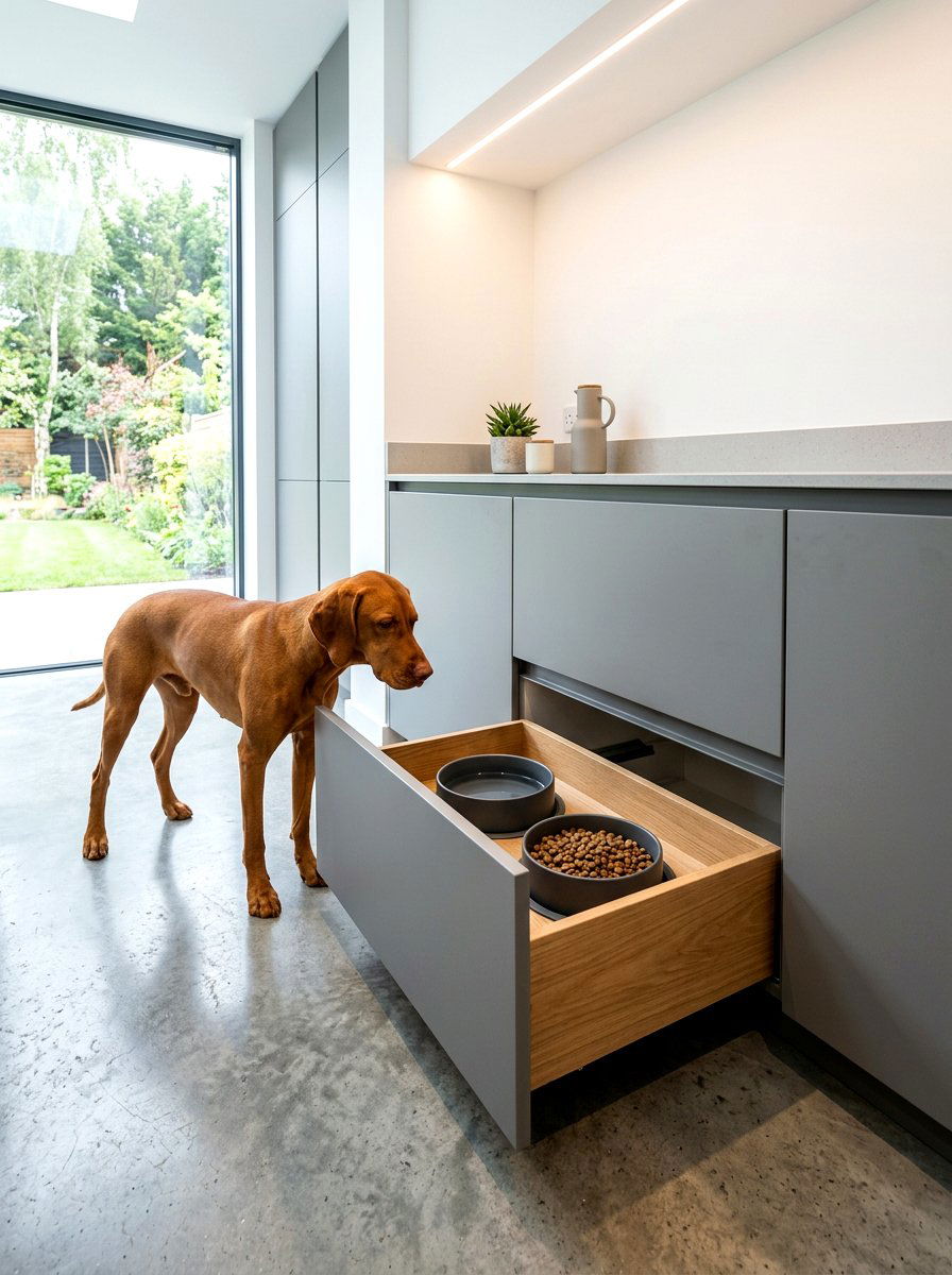 Modern Minimalist Pet Drawer - 30 dog bowl drawer ideas