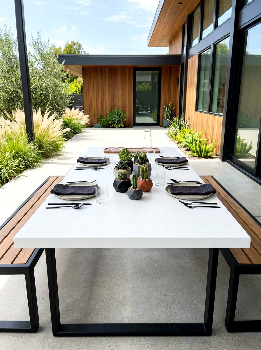 Modern Minimalist Picnic Table - 30 outdoor picnic table decor ideas