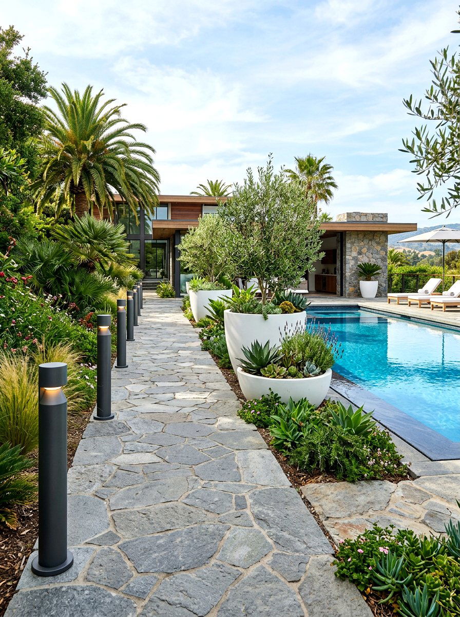 Modern Minimalist Pool Bollards - 30 pool lighting ideas