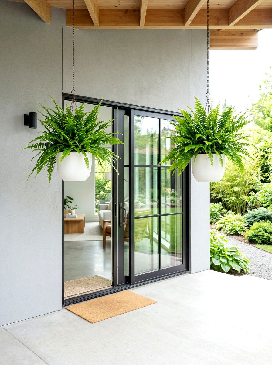 Modern Minimalist Porch Hanging Fern - 30 hanging fern porch ideas