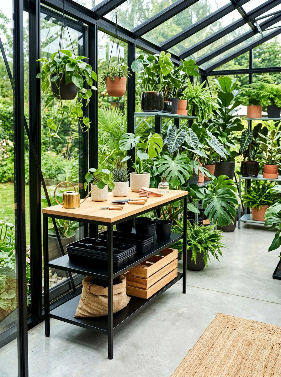 Modern Minimalist Potting Bench - 30 greenhouse potting bench ideas