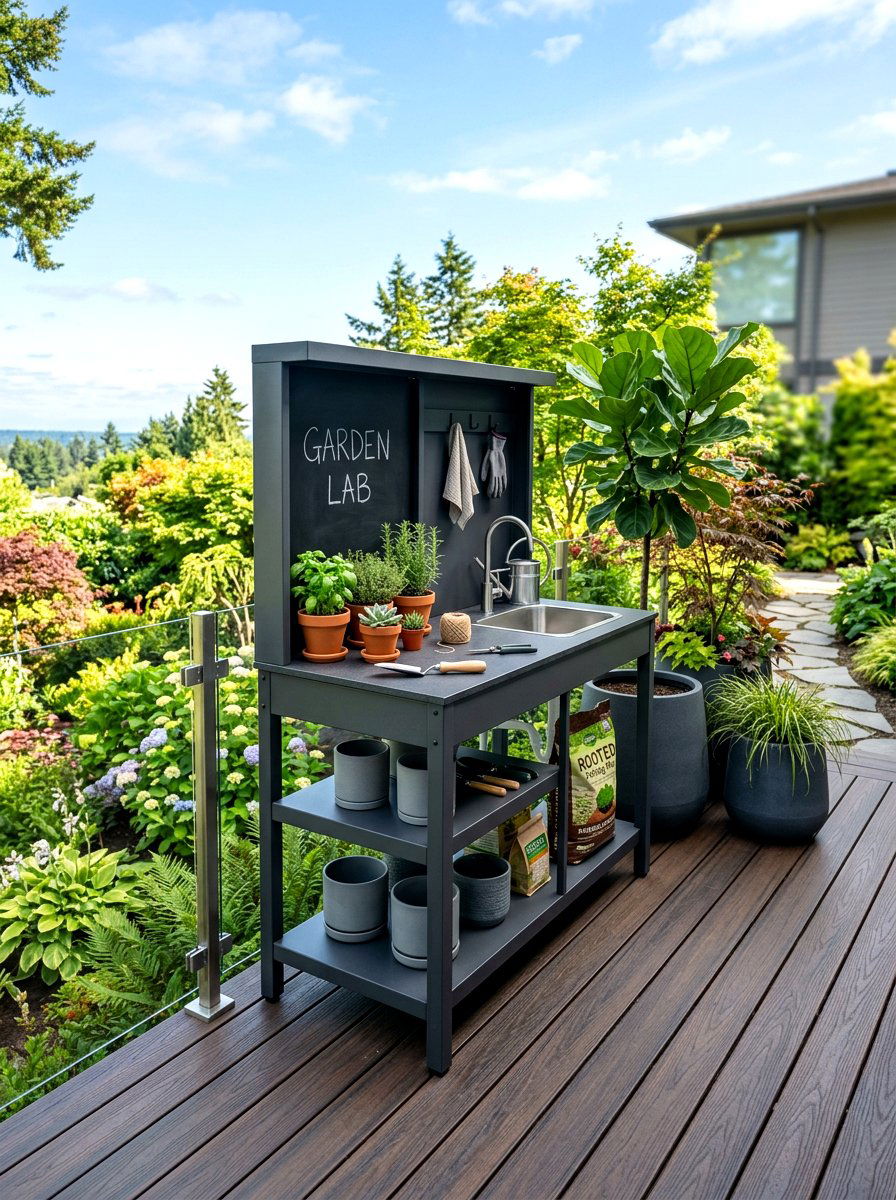 Modern Minimalist Potting Station - 30 outdoor potting station ideas
