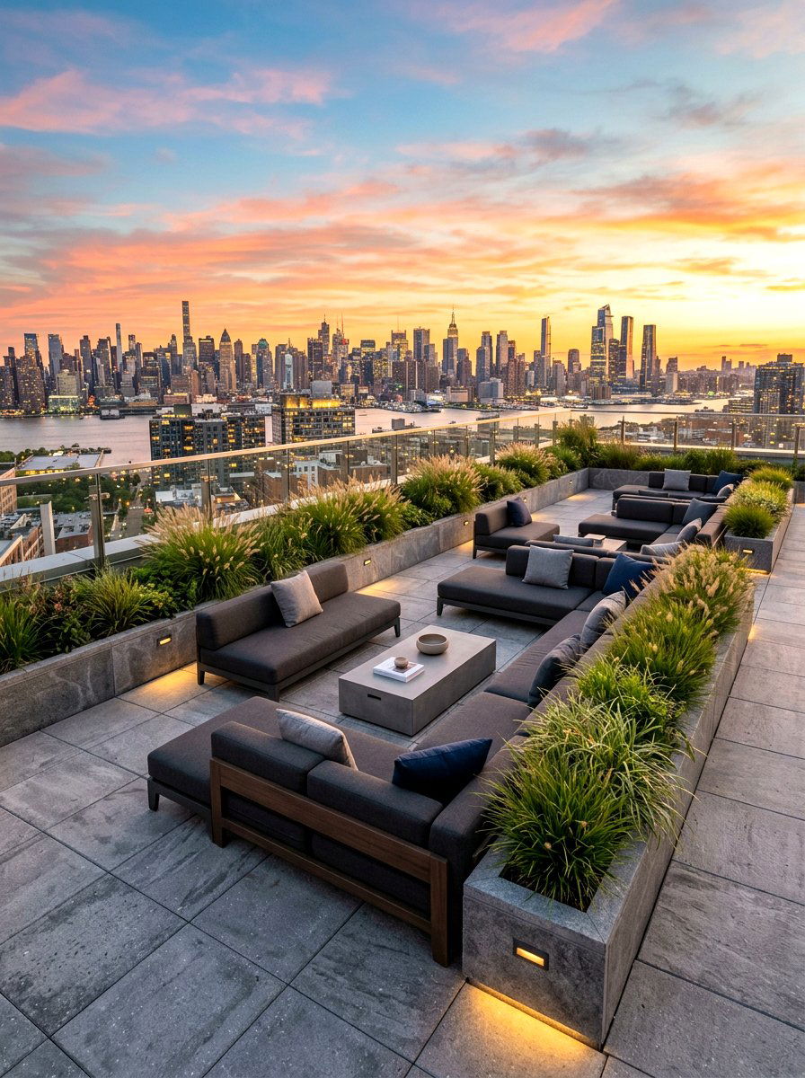 Modern Minimalist Rooftop - 30 rooftop patio lounge ideas aesthetic