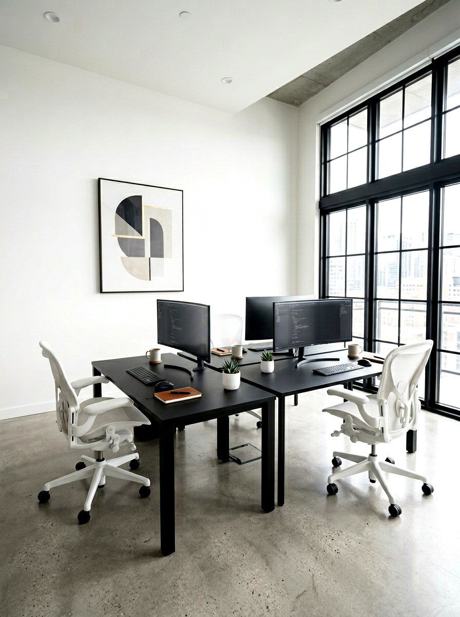 Modern Minimalist Shared Workspace - 30 shared office ideas