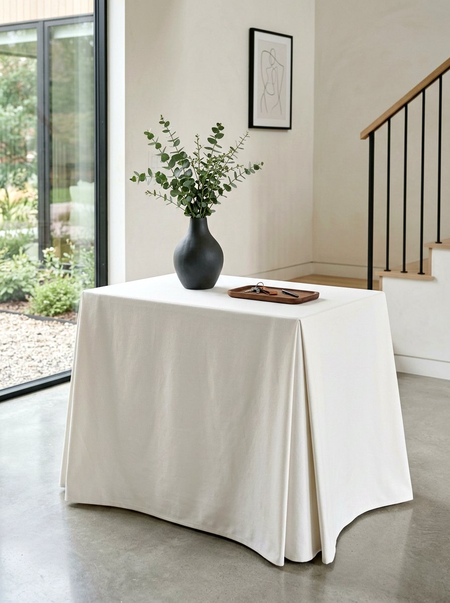 Modern Minimalist Skirted Table - 30 skirted foyer table ideas