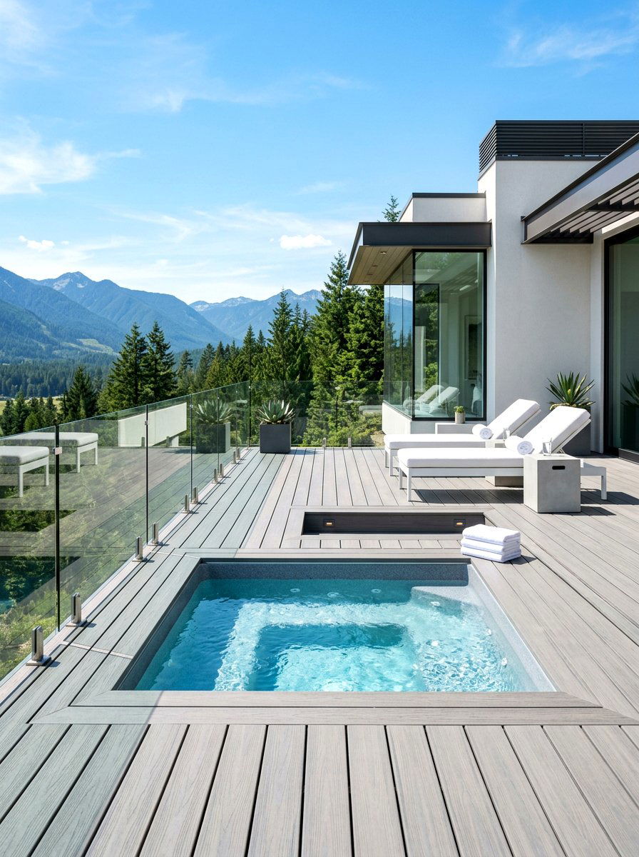 Modern Minimalist Spa Deck - 30 spa patio retreat ideas