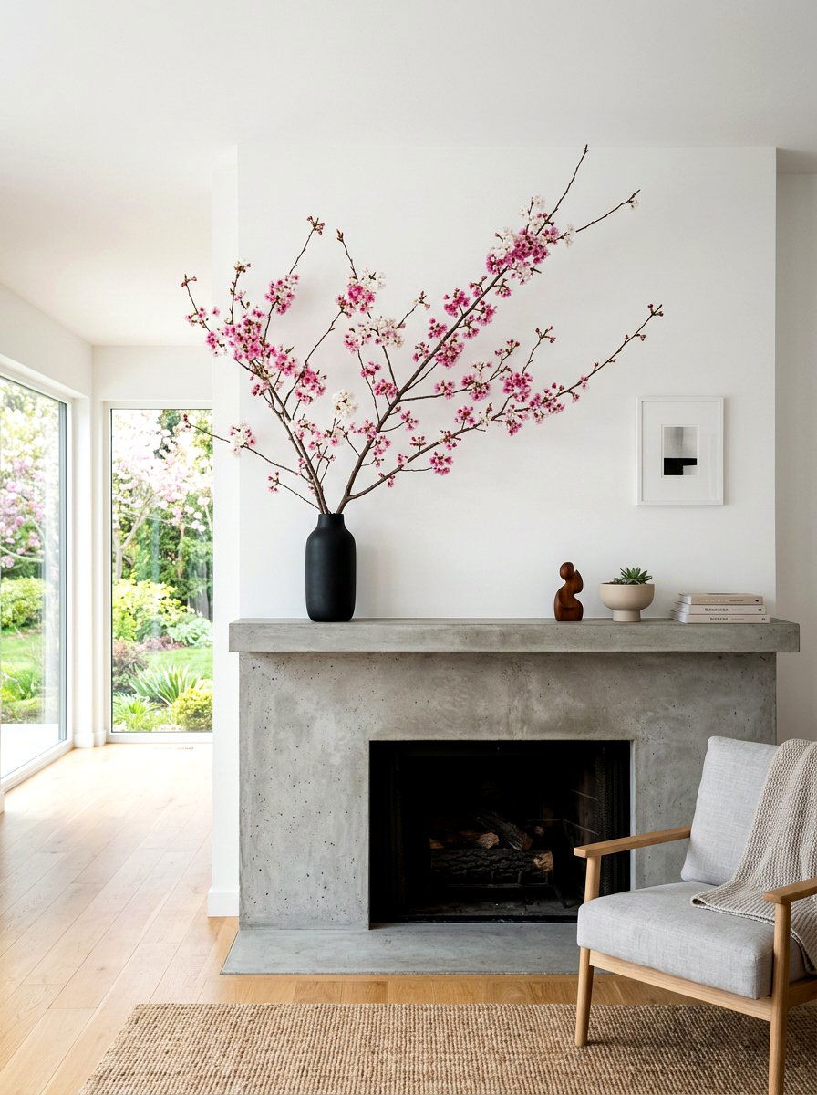 Modern Minimalist Spring Mantel - 30 spring mantel styling ideas