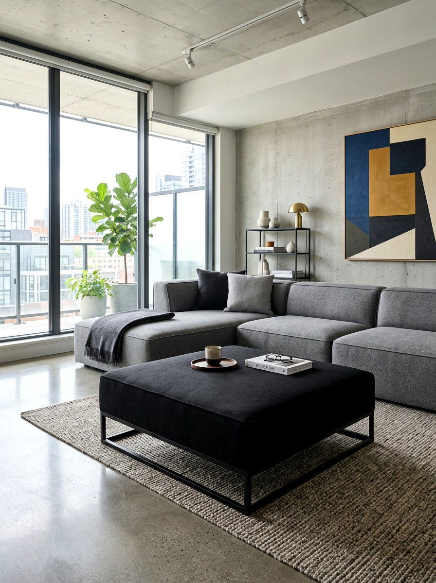 Modern Minimalist Square Ottoman - 30 oversized ottoman living room ideas