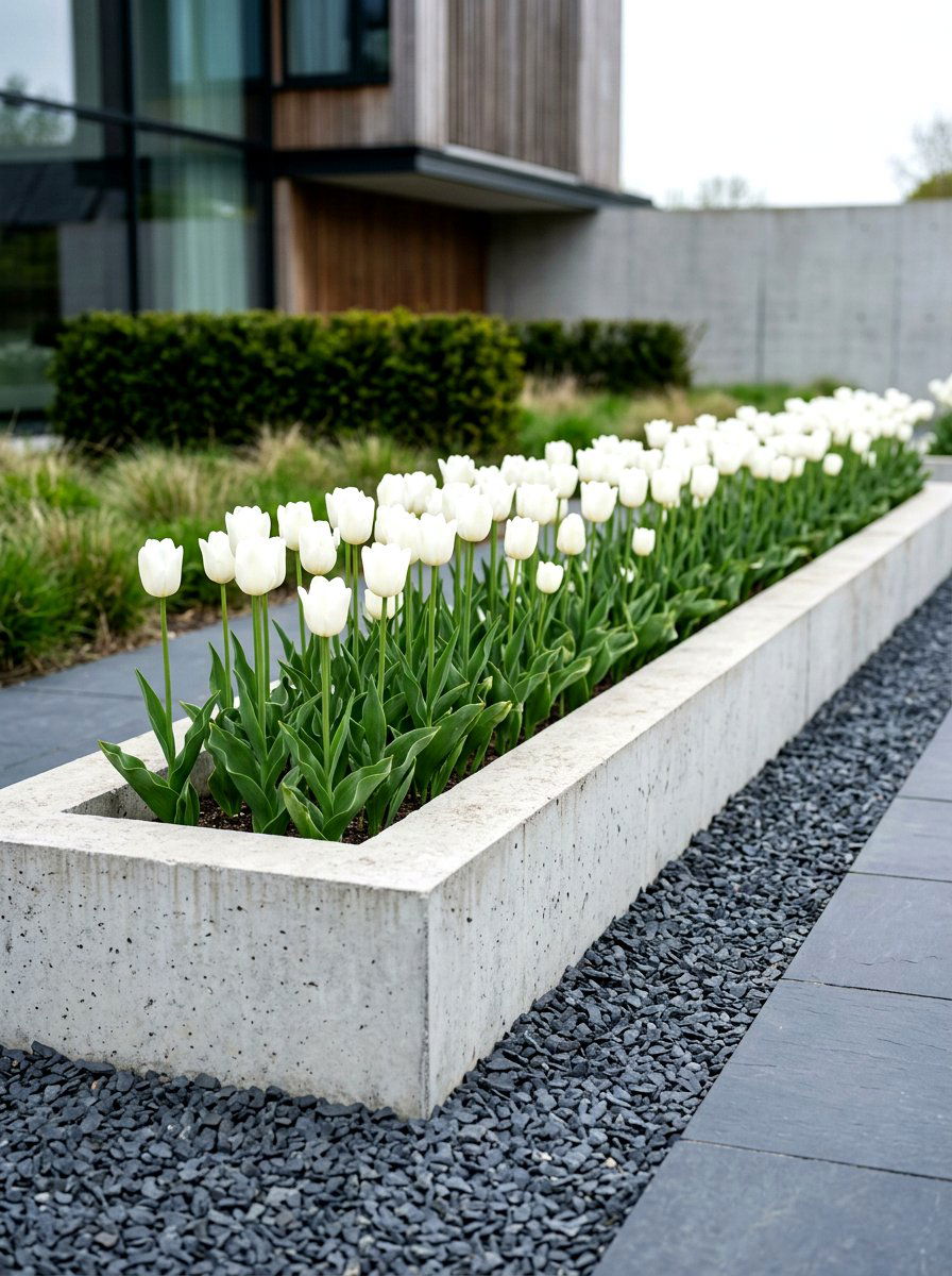 Modern Minimalist Tulip Border - 30 tulip border ideas