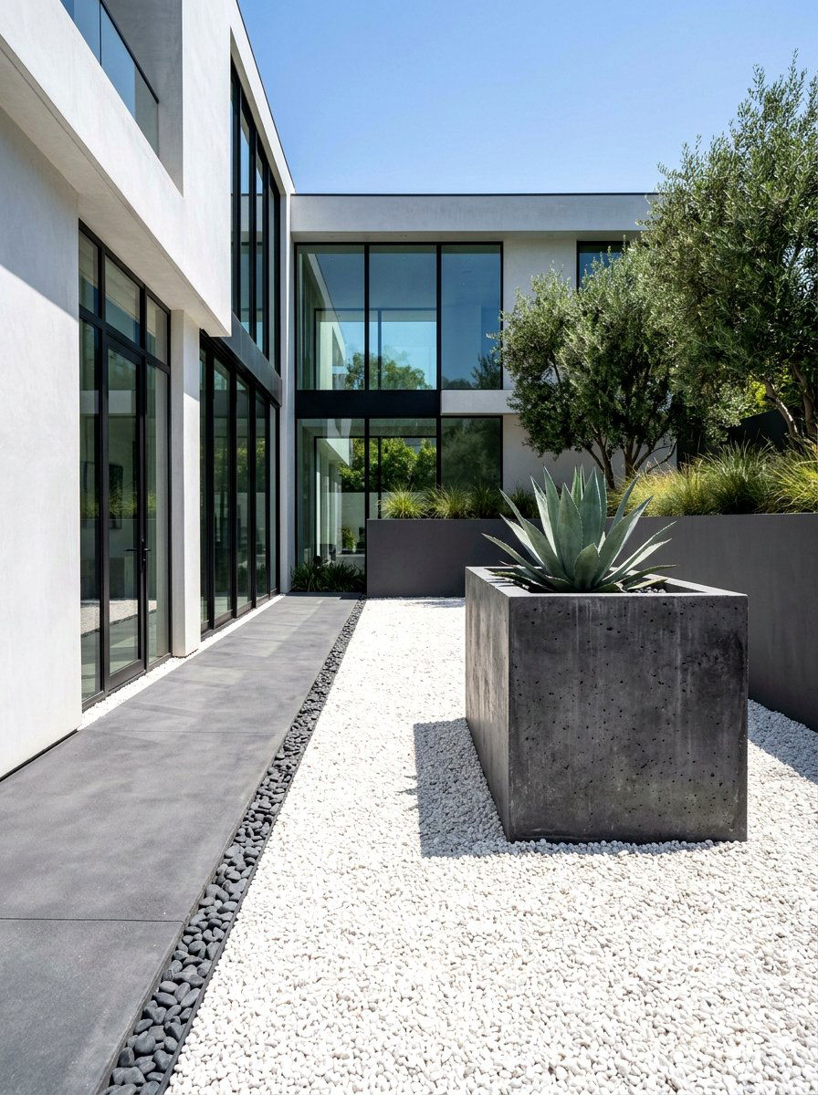 Modern Minimalist Yard - 30 asymmetrical front yard landscaping ideas
