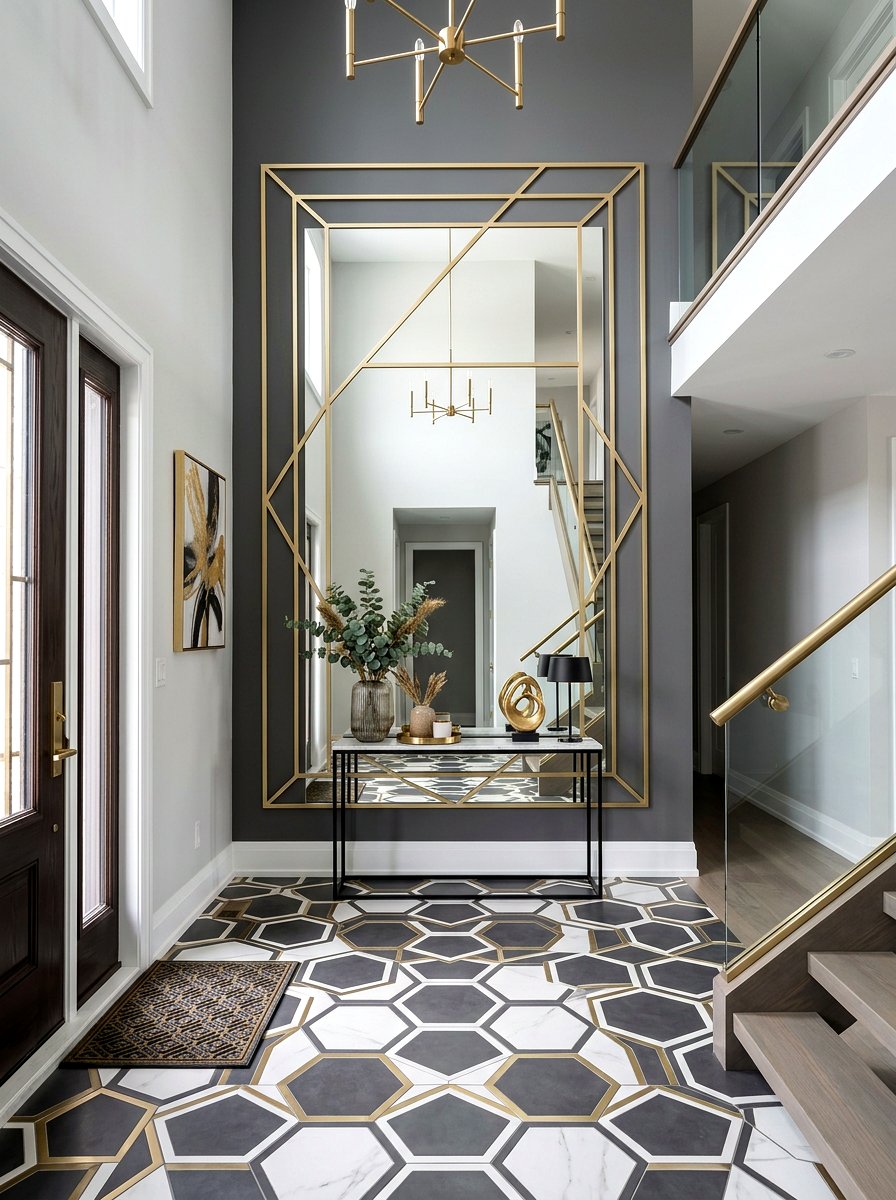Modern Mirror Foyer Trim - 30 mirror wrapped foyer ideas