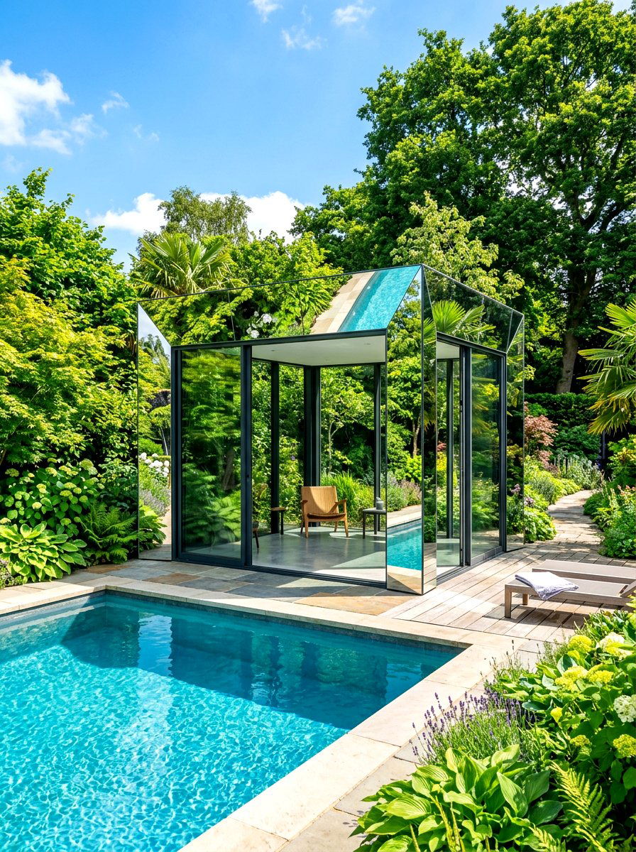 Modern Mirrored Gazebo - 30 poolside gazebo ideas