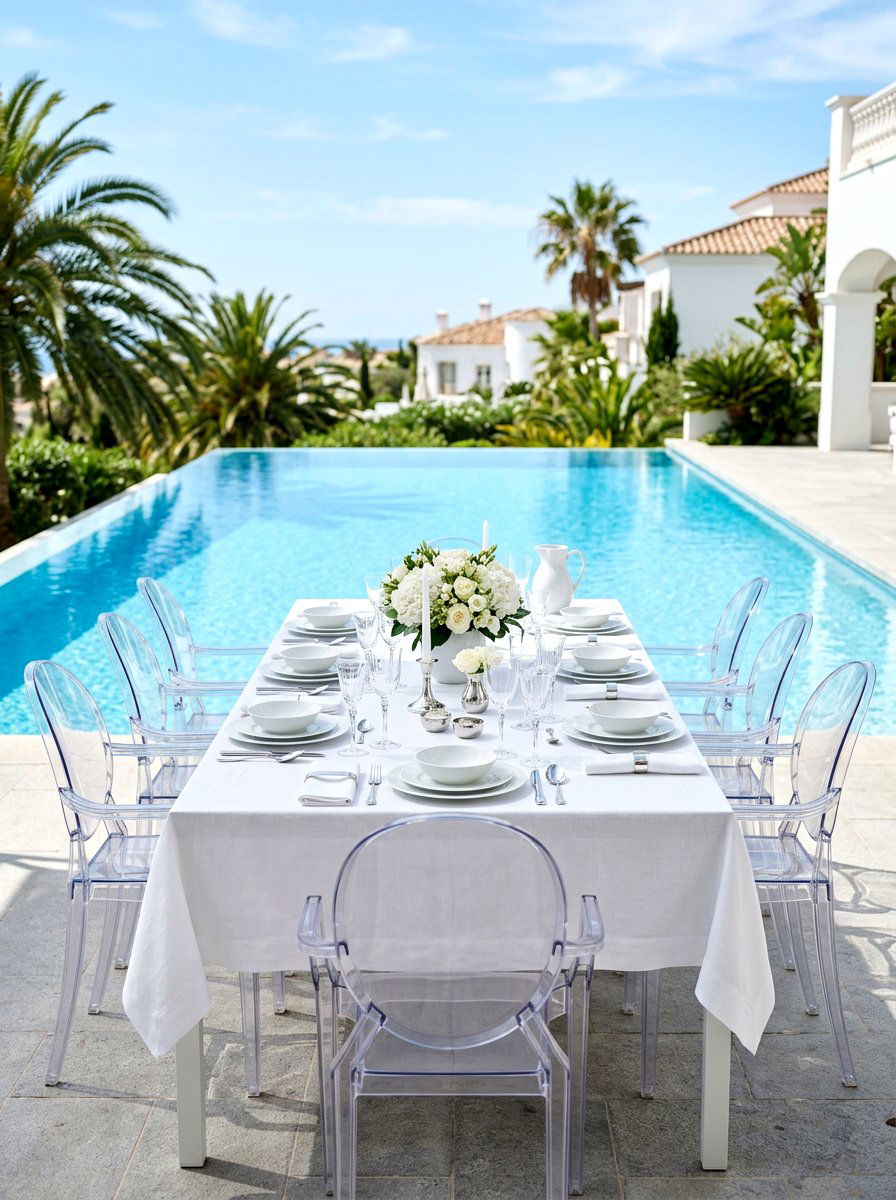 Modern Monochromatic Table - 30 pool party tablescape ideas