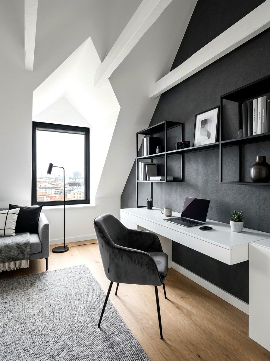 Modern Monochrome Attic Studio - 30 attic studio ideas