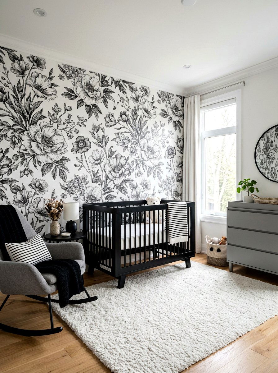 Modern Monochrome Florals - 30 floral nursery ideas