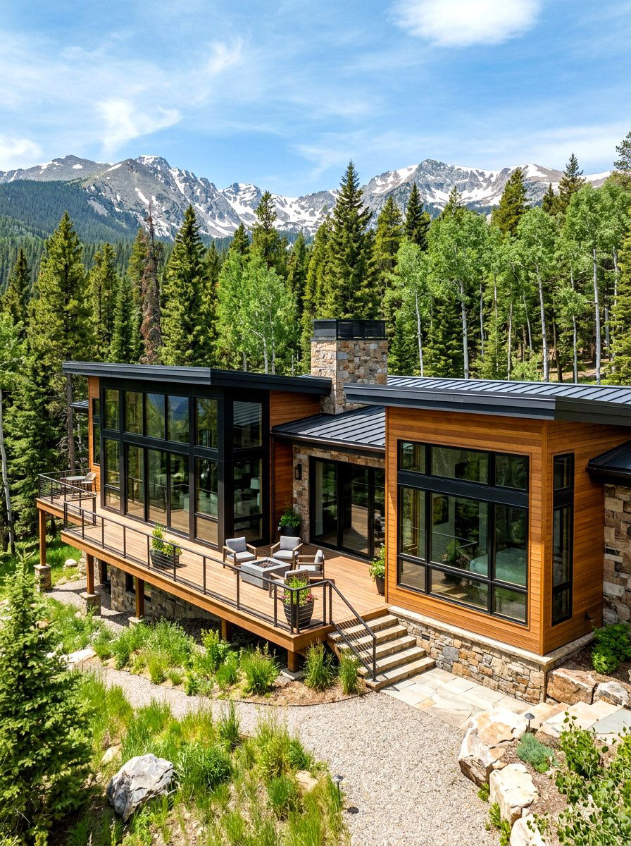 Modern Mountain Wood Siding - 30 black bronze window exterior ideas