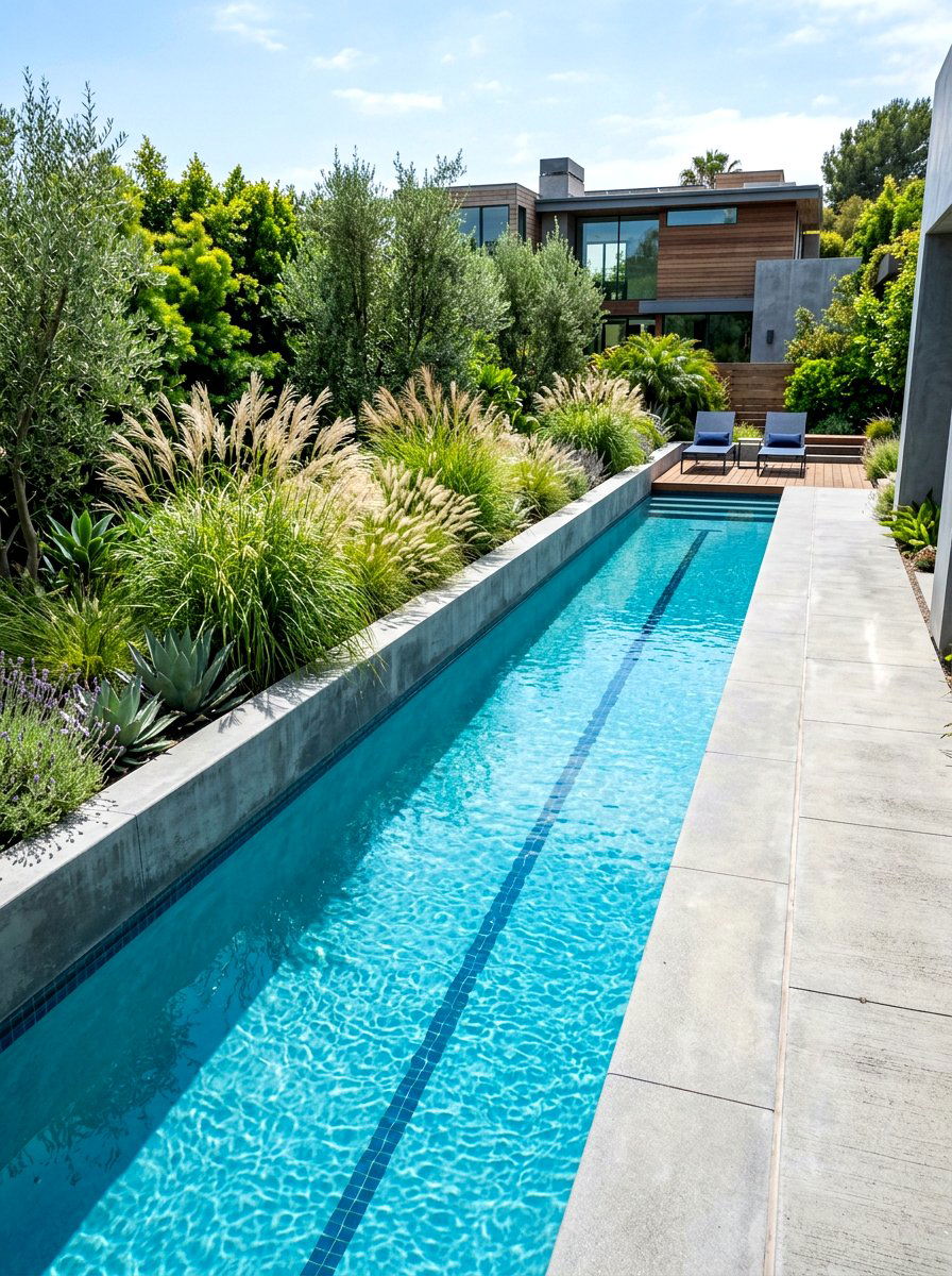 Modern Narrow Lap Pool - 30 lap pool backyard ideas