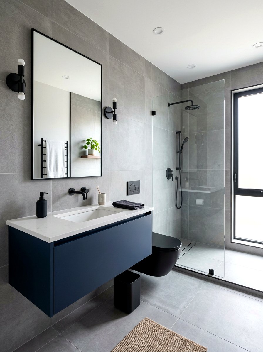 Modern Navy Bathroom - 30 navy bathroom ideas