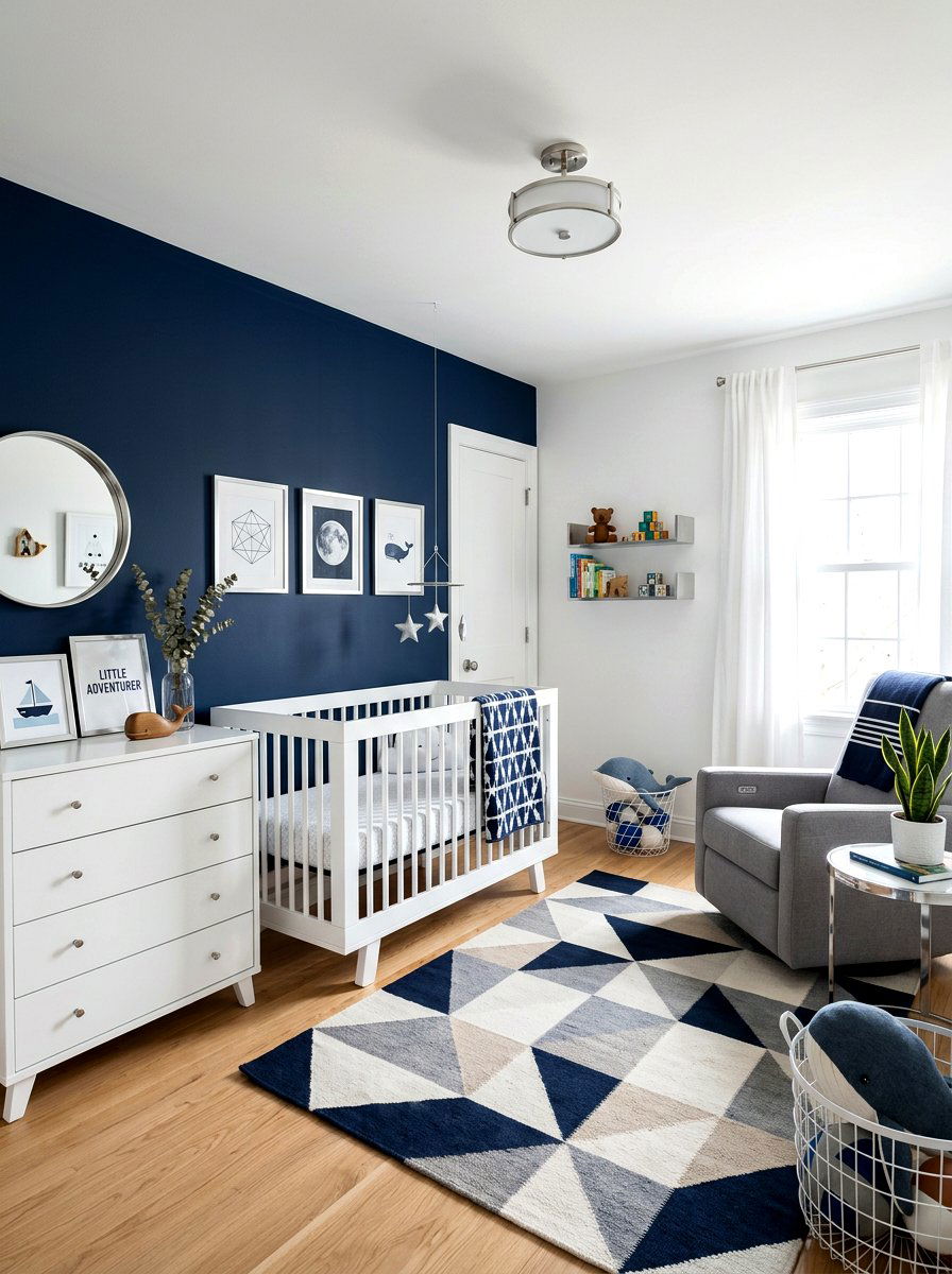 Modern Navy Boy Nursery - 30 boy nursery ideas
