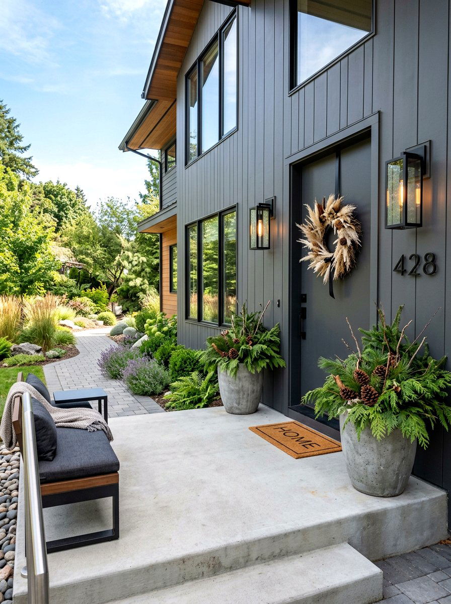 Modern Neutral Porch - 30 neutral holiday decor ideas