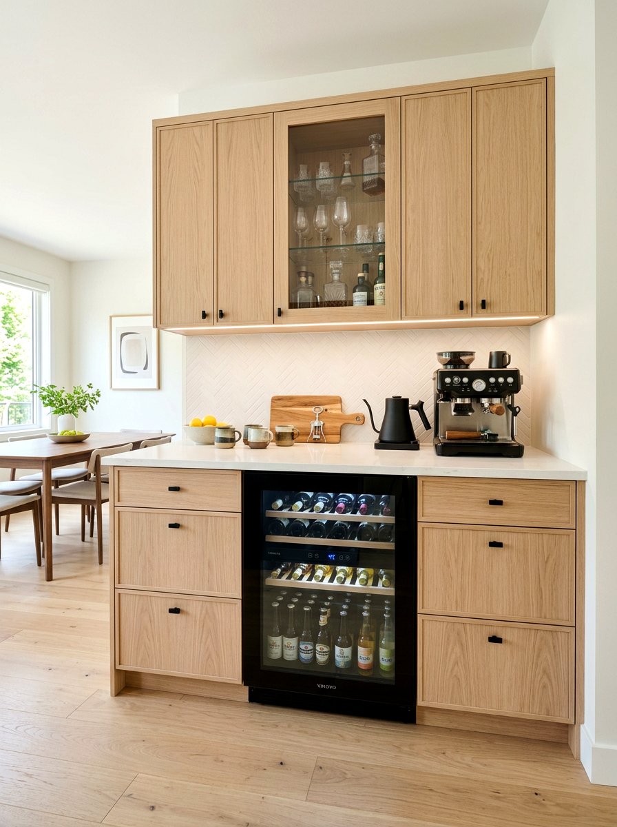 Modern Oak Beverage Center - 30 beverage cooler cabinet ideas