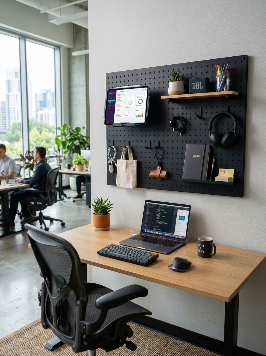 Modern Office Pegboard - 30 office pegboard ideas