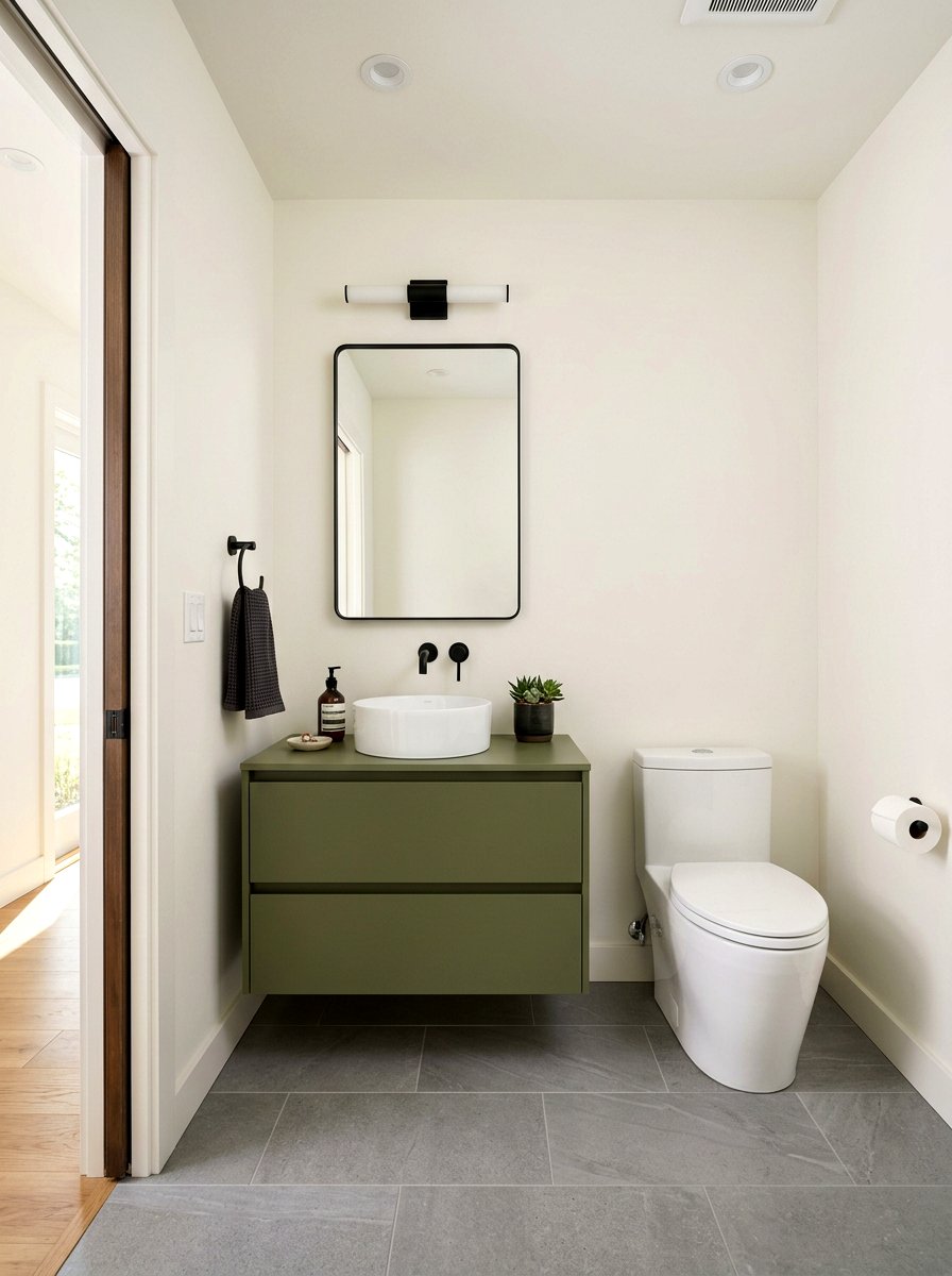 Modern Olive Green Powder Room - 30 olive powder room ideas
