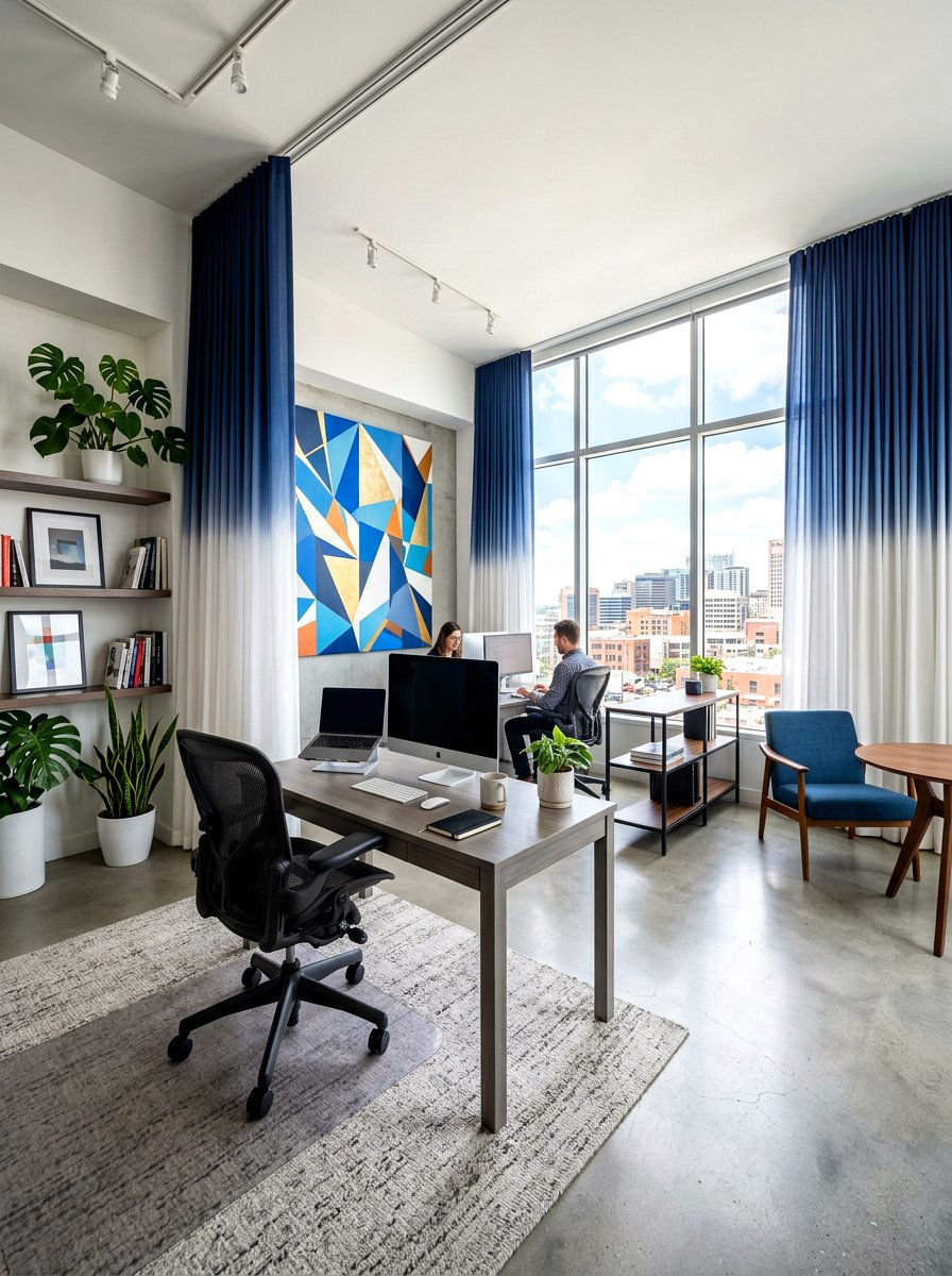 Modern Ombre Office Curtains - 30 office curtain ideas