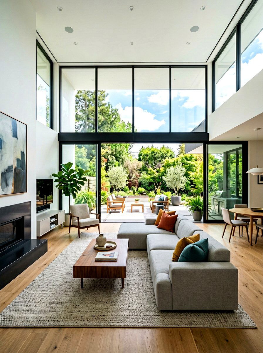 Modern Open Living Room With Glass Walls - 30 open concept living room ideas