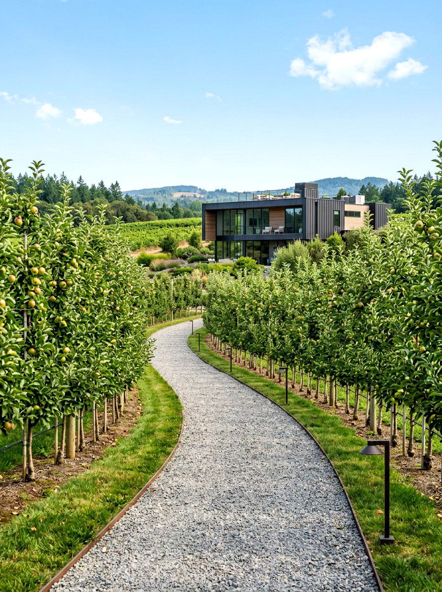 Modern Orchard Path - 30 backyard orchard ideas