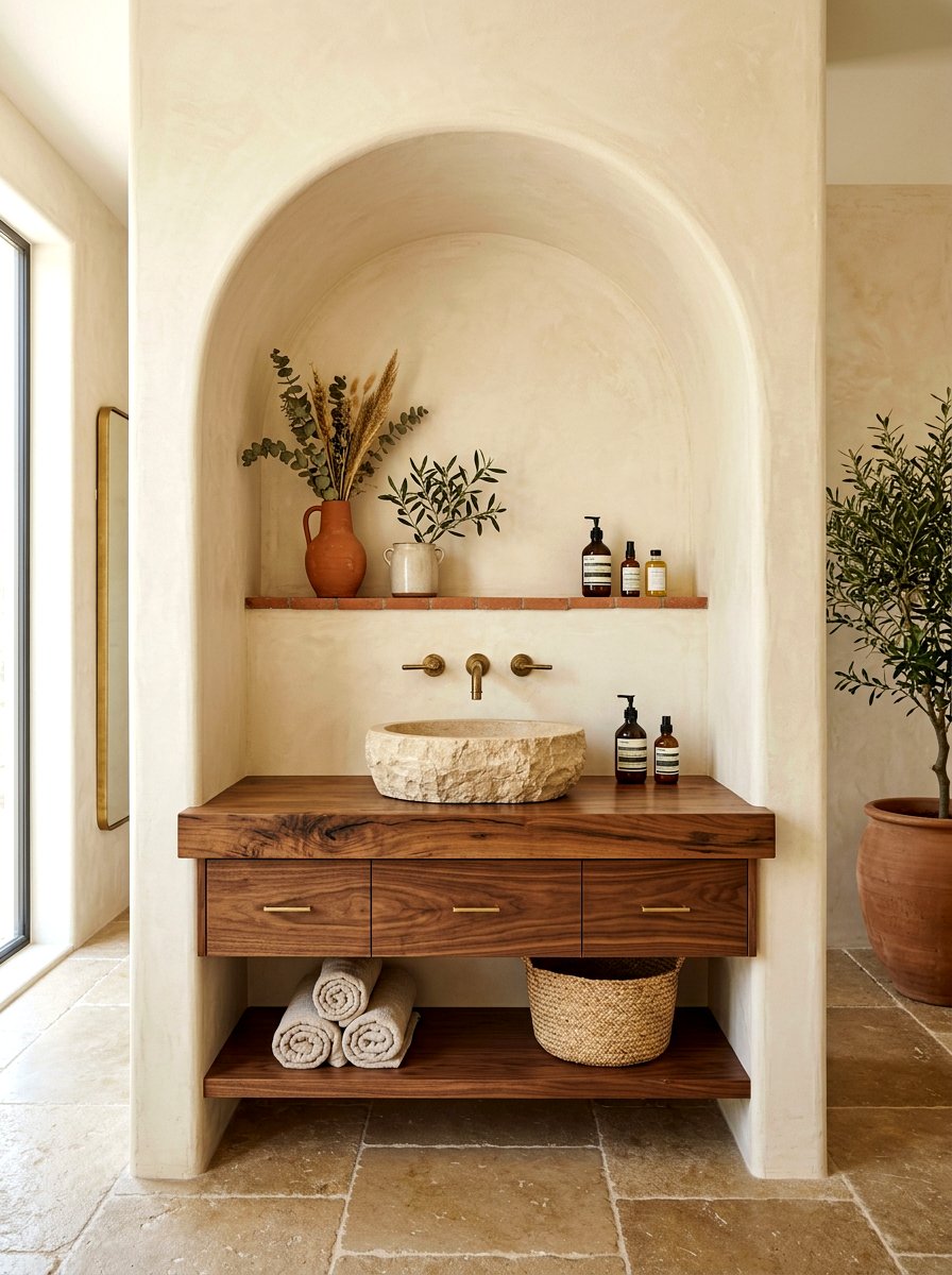 Modern Organic Arched Alcove - 30 arched vanity niche ideas