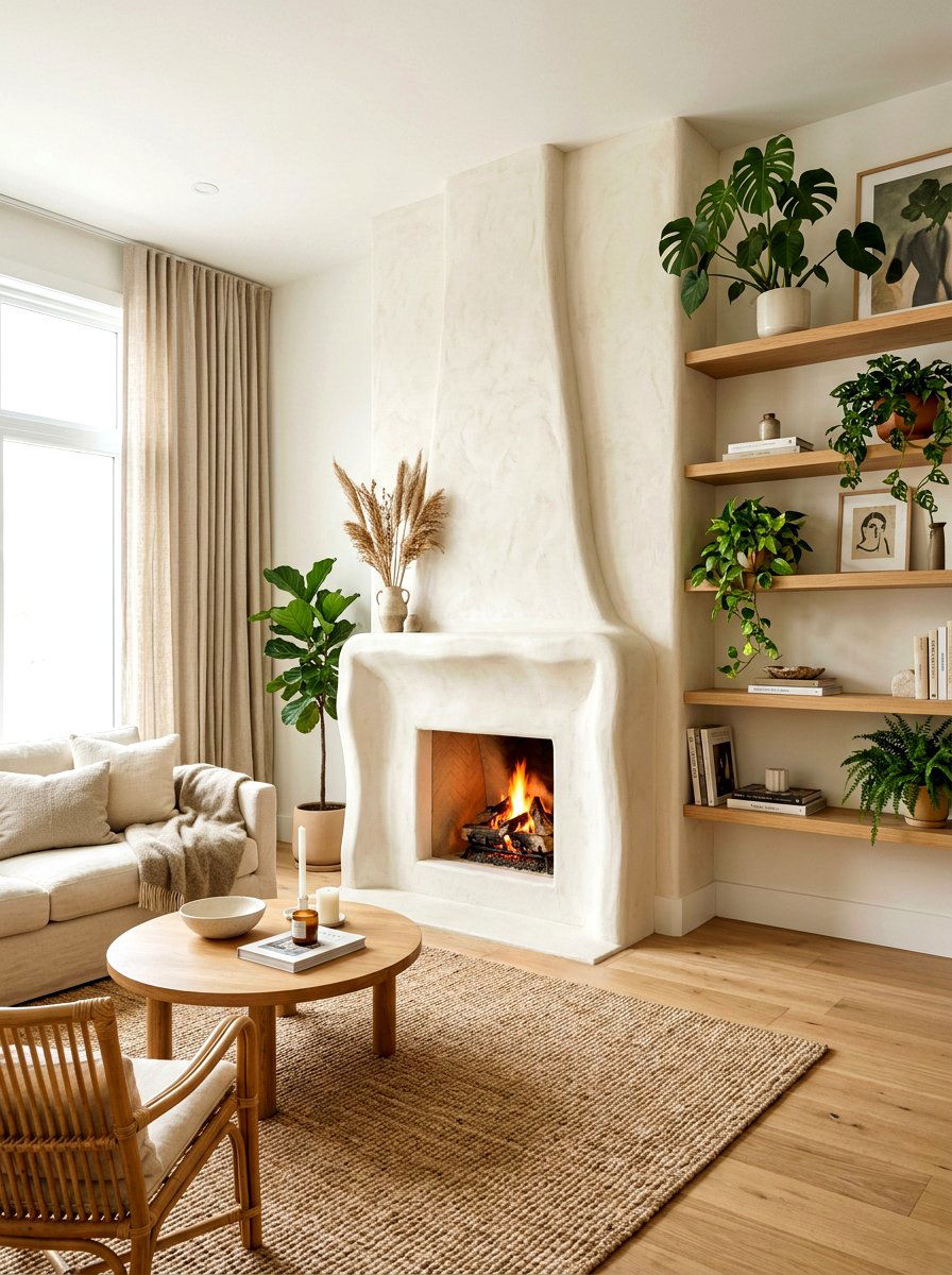 Modern Organic Plaster Fireplace - 30 plaster fireplace ideas
