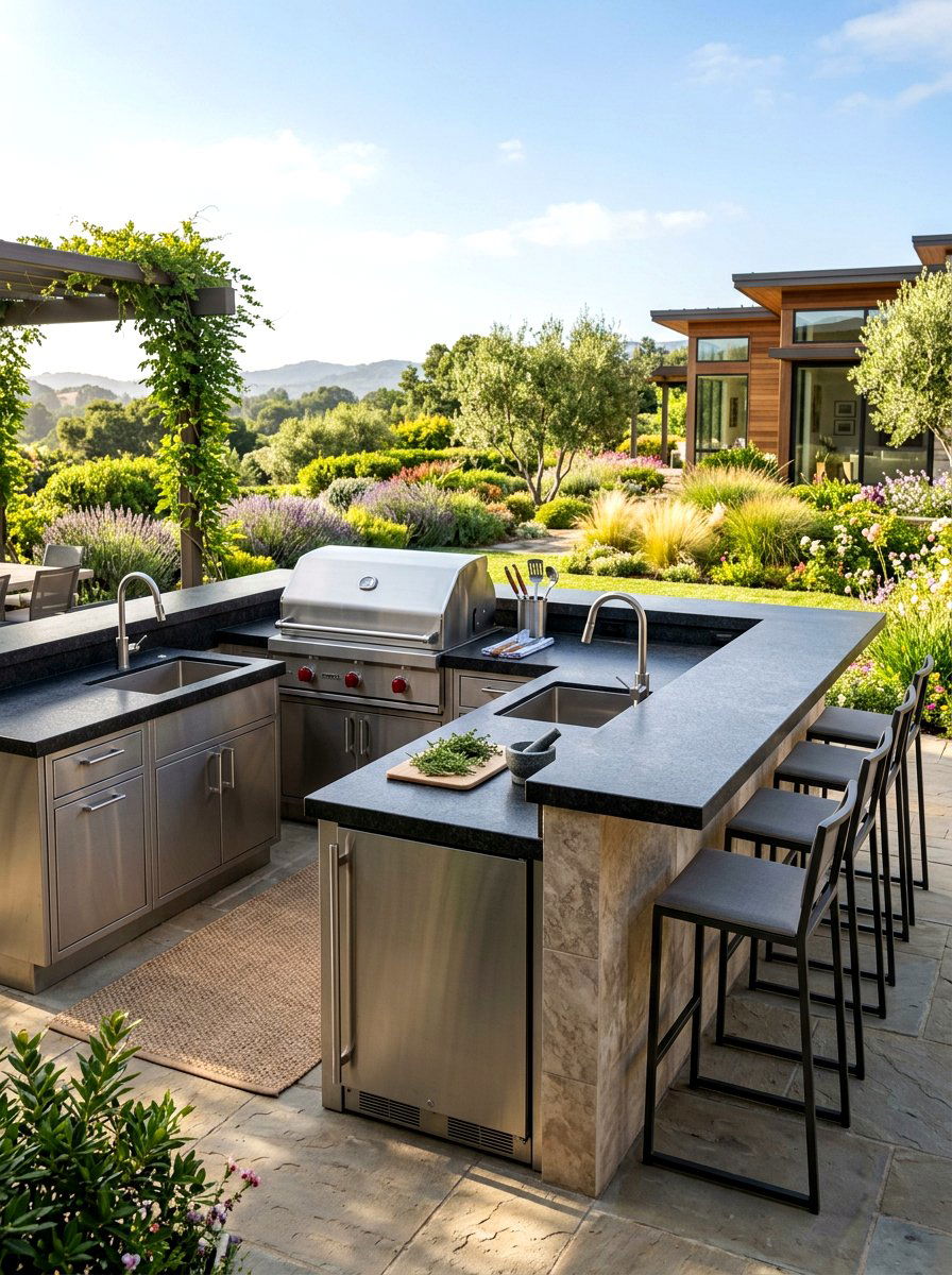 Modern Outdoor Kitchen - 30 backyard staycation ideas
