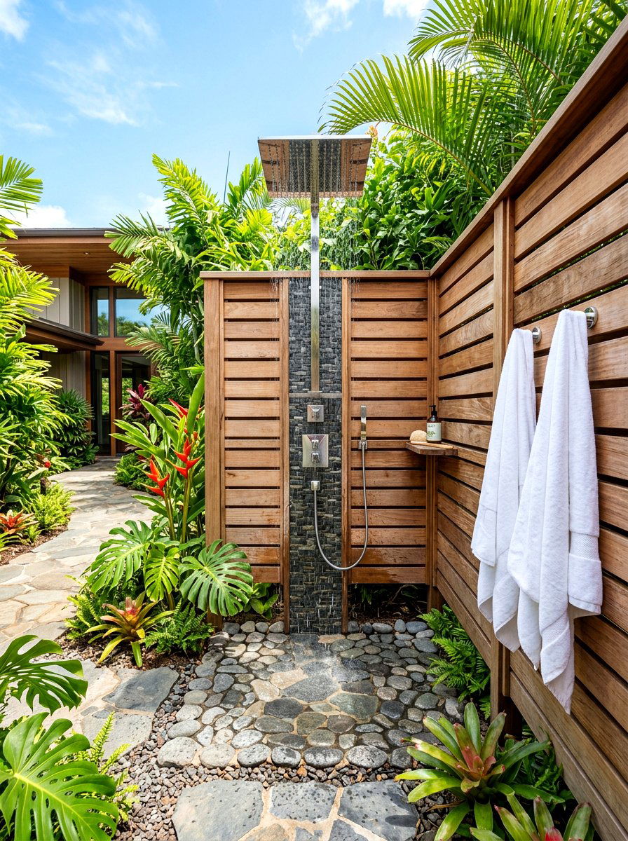 Modern Outdoor Shower - 30 viral backyard ideas