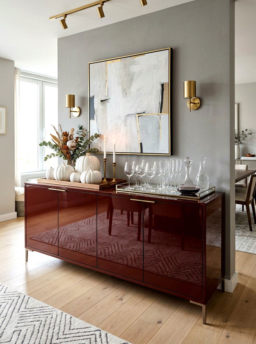 Modern Oxblood Dining Cabinet - 30 oxblood fall dining room ideas