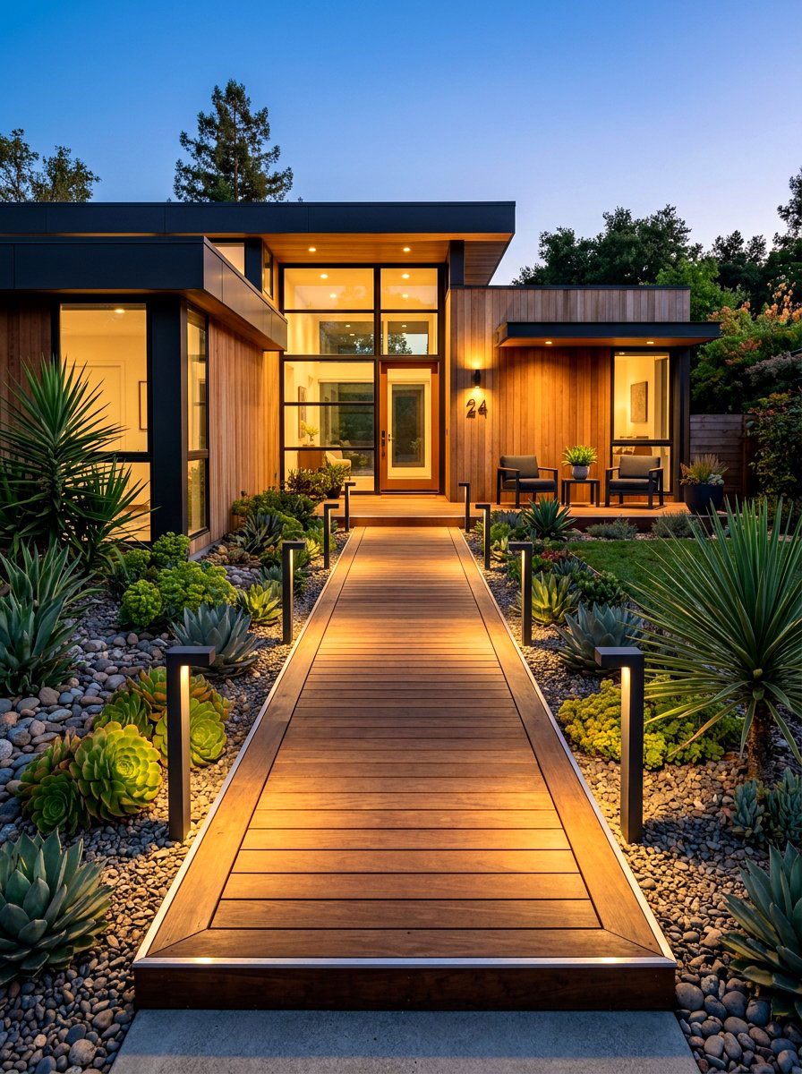 Modern Path Lights - 30 deck lighting ideas