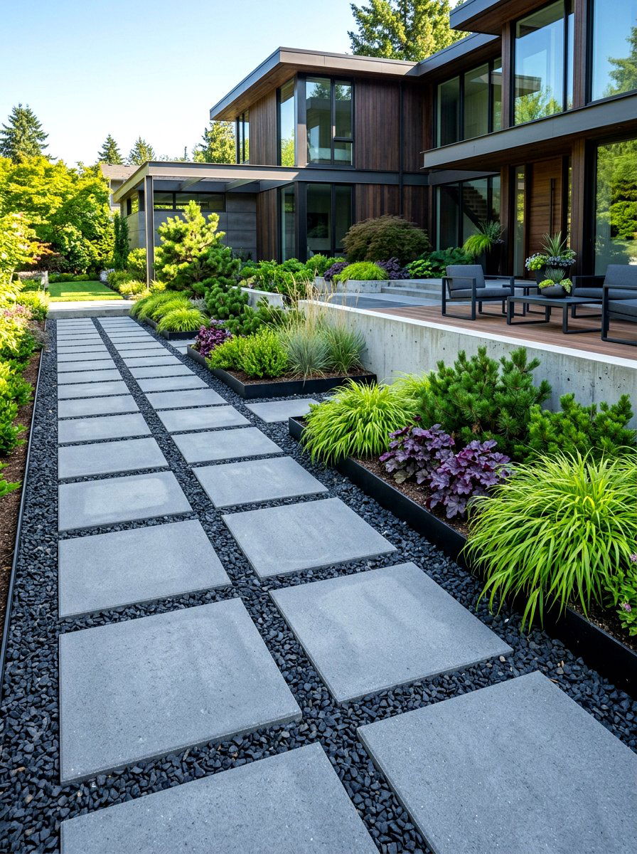 Modern Paver Gravel - 30 gravel walkway ideas