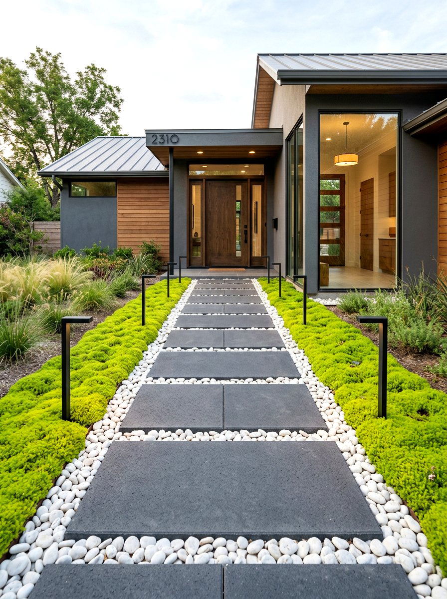 Modern Paver Path - 30 front garden ideas