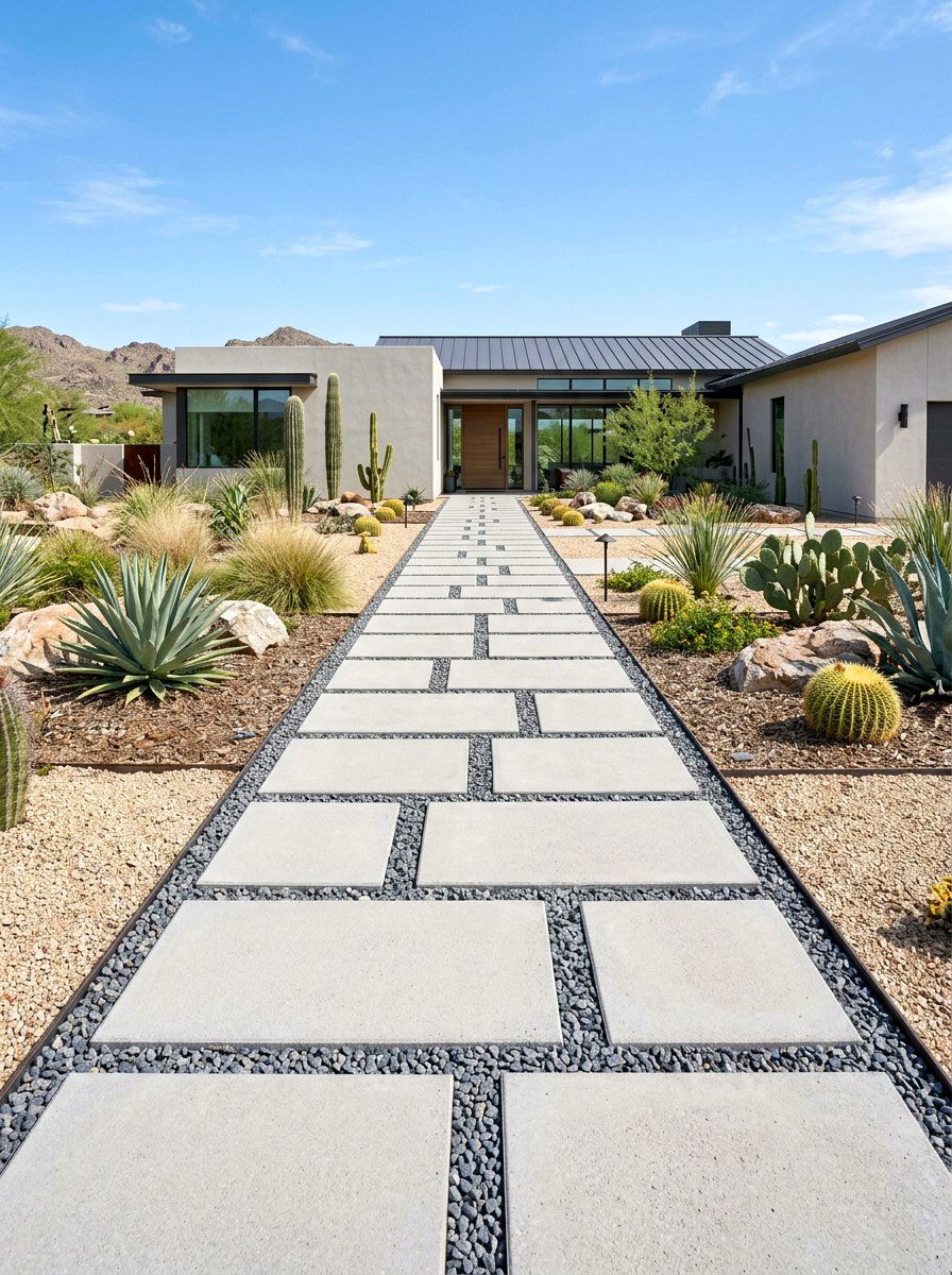 Modern Paver Walkway - 30 desert landscaping ideas