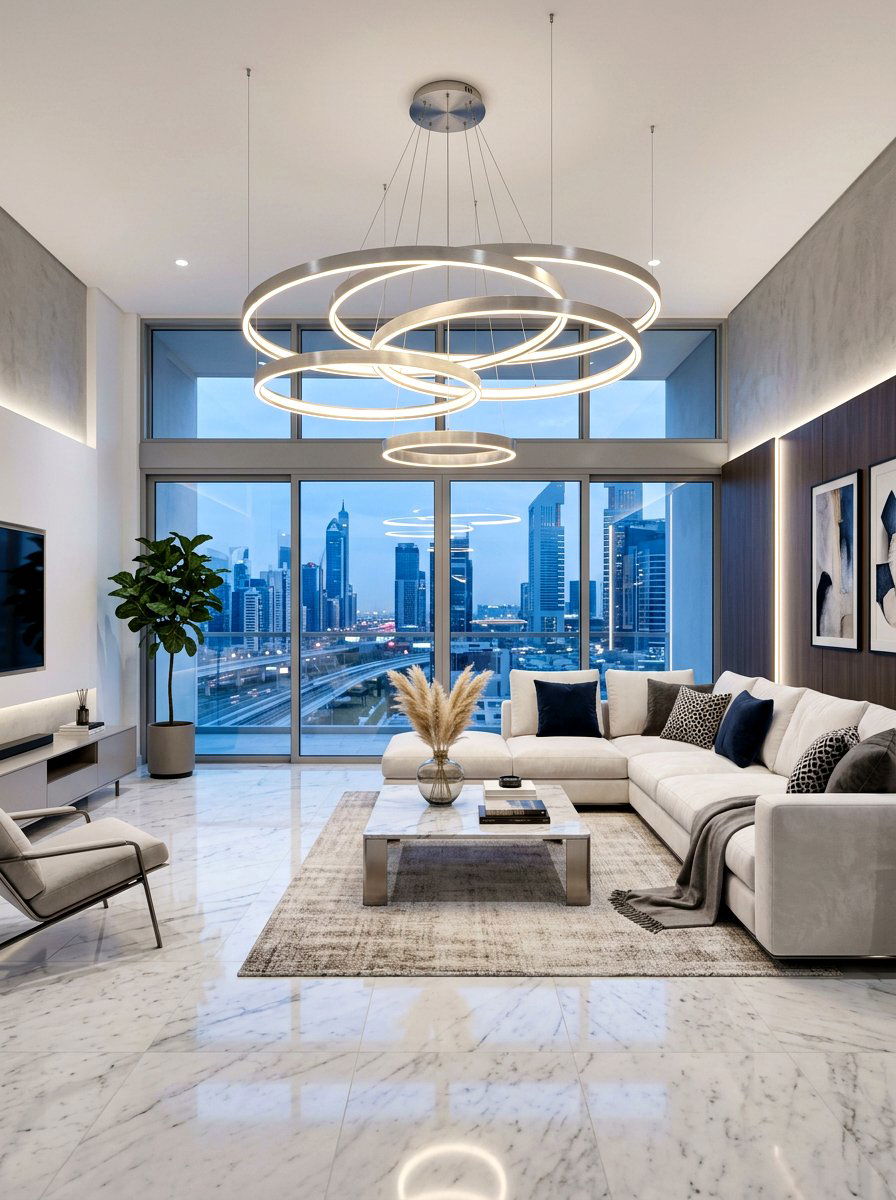 Modern Pendant Light - 30 futuristic glam living room ideas