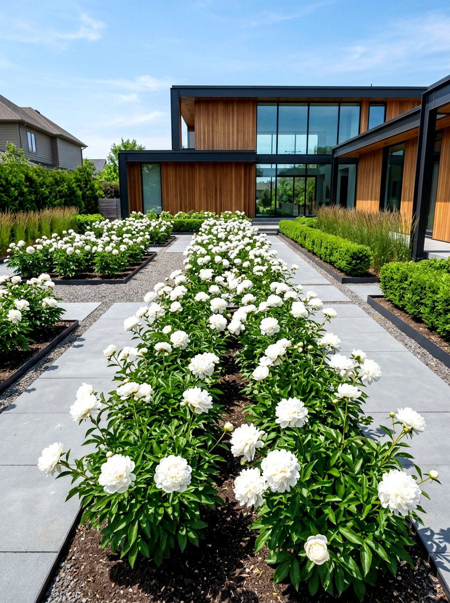 Modern Peony Garden Design - 30 peony border ideas