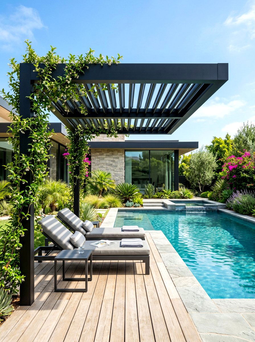 Modern Pergola Pool Area - 30 pool patio ideas