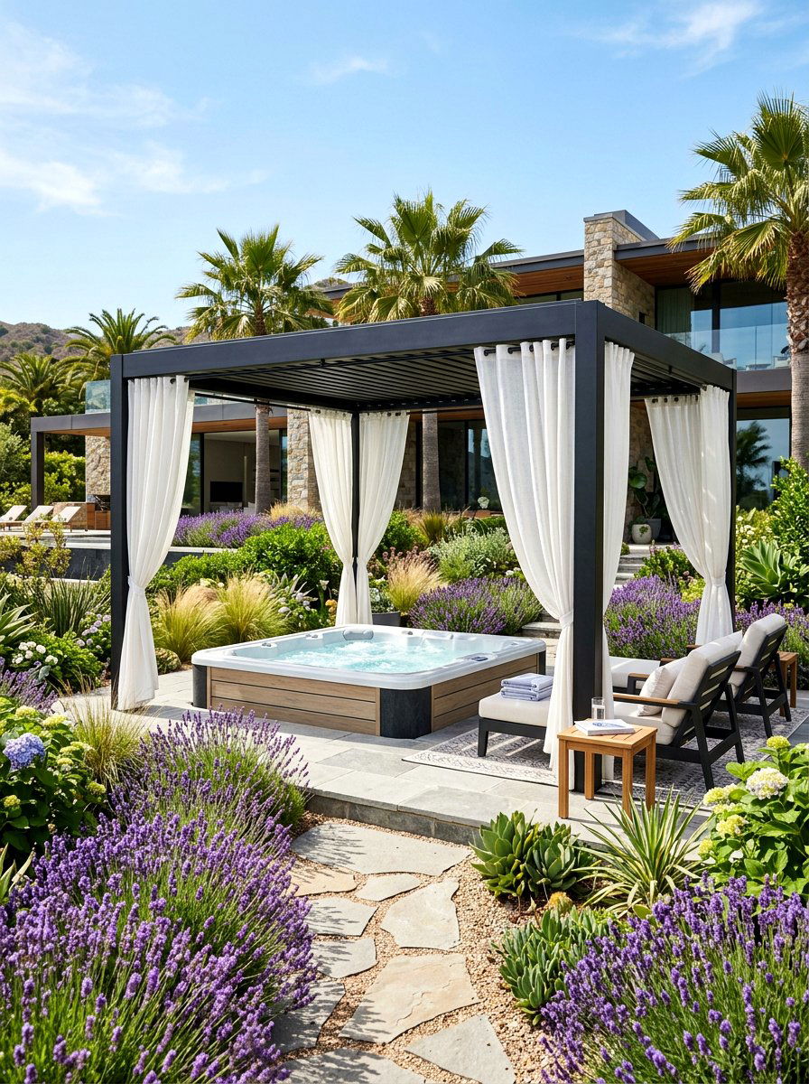 Modern Pergola Spa Retreat - 30 spa patio retreat ideas