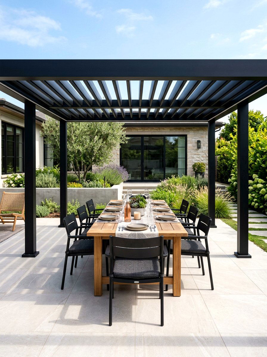 Modern Pergola Structure - 30 no grass backyard luxury ideas