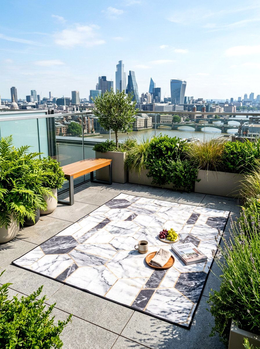 Modern Picnic With Marble Blocks - 30 picnic blanket corner ideas