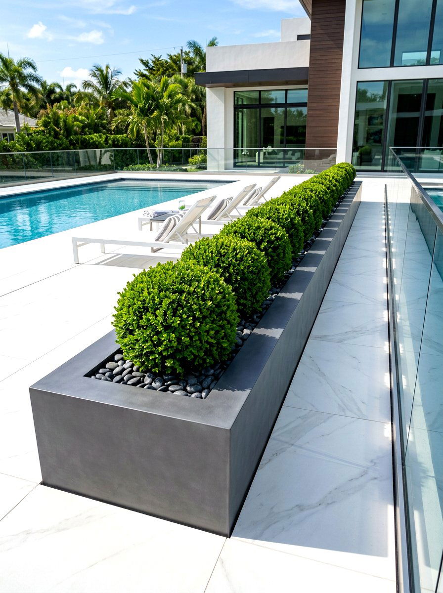 Modern Planter Box - 30 poolside planters ideas