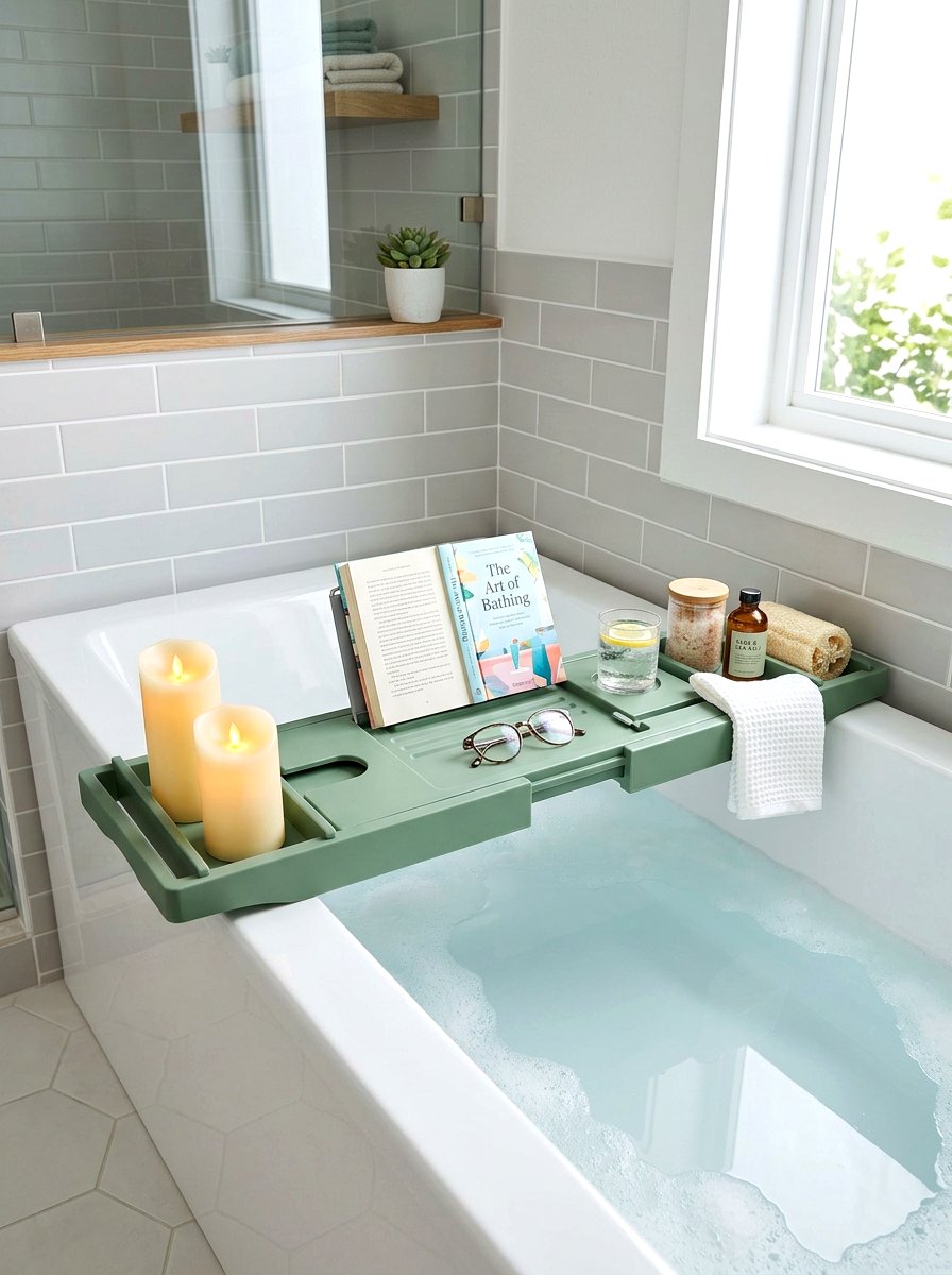 Modern Plastic Tub Tray - 30 bath tray spa ideas