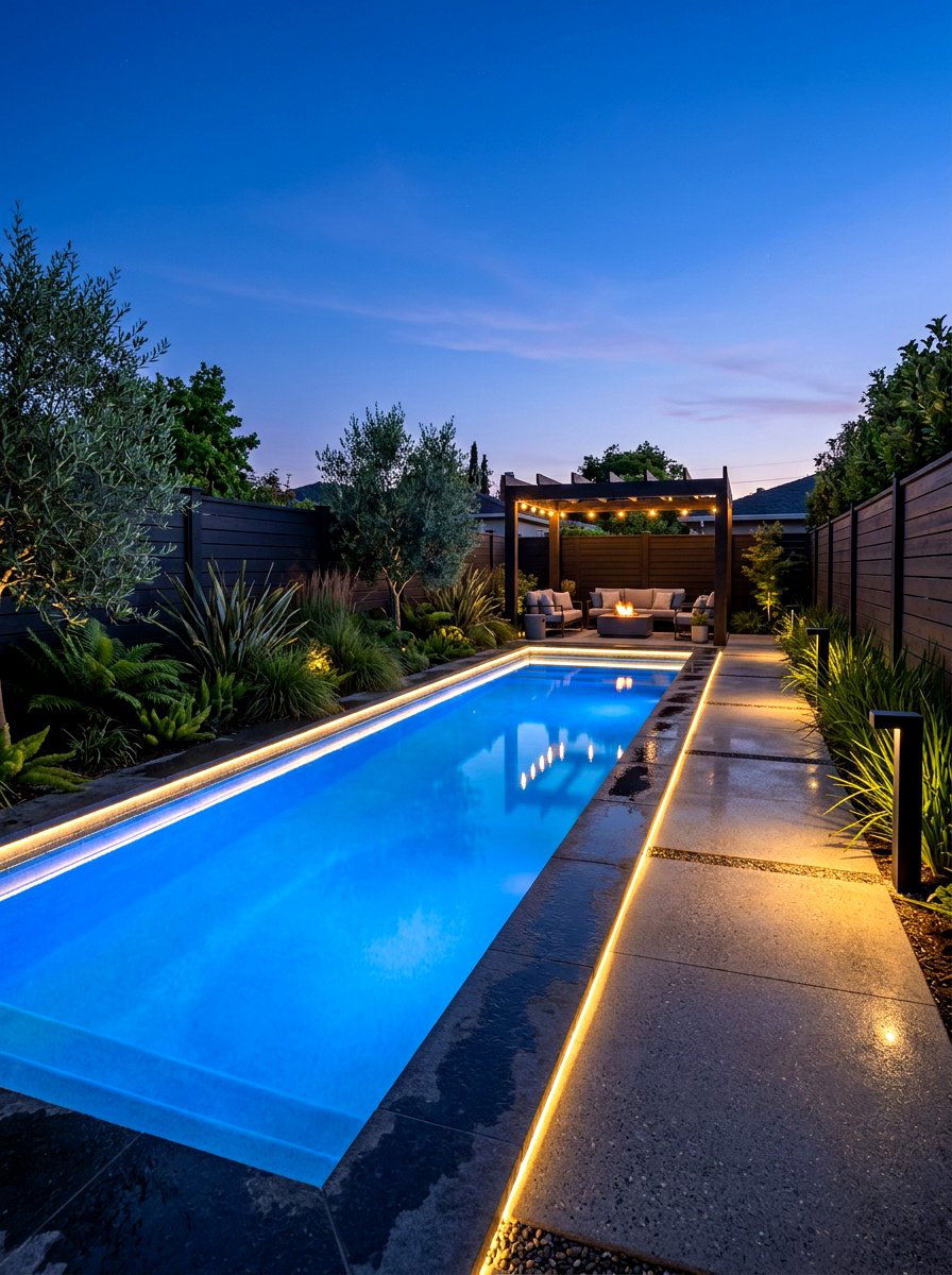 Modern Pool Lighting - 30 lap pool backyard decor ideas
