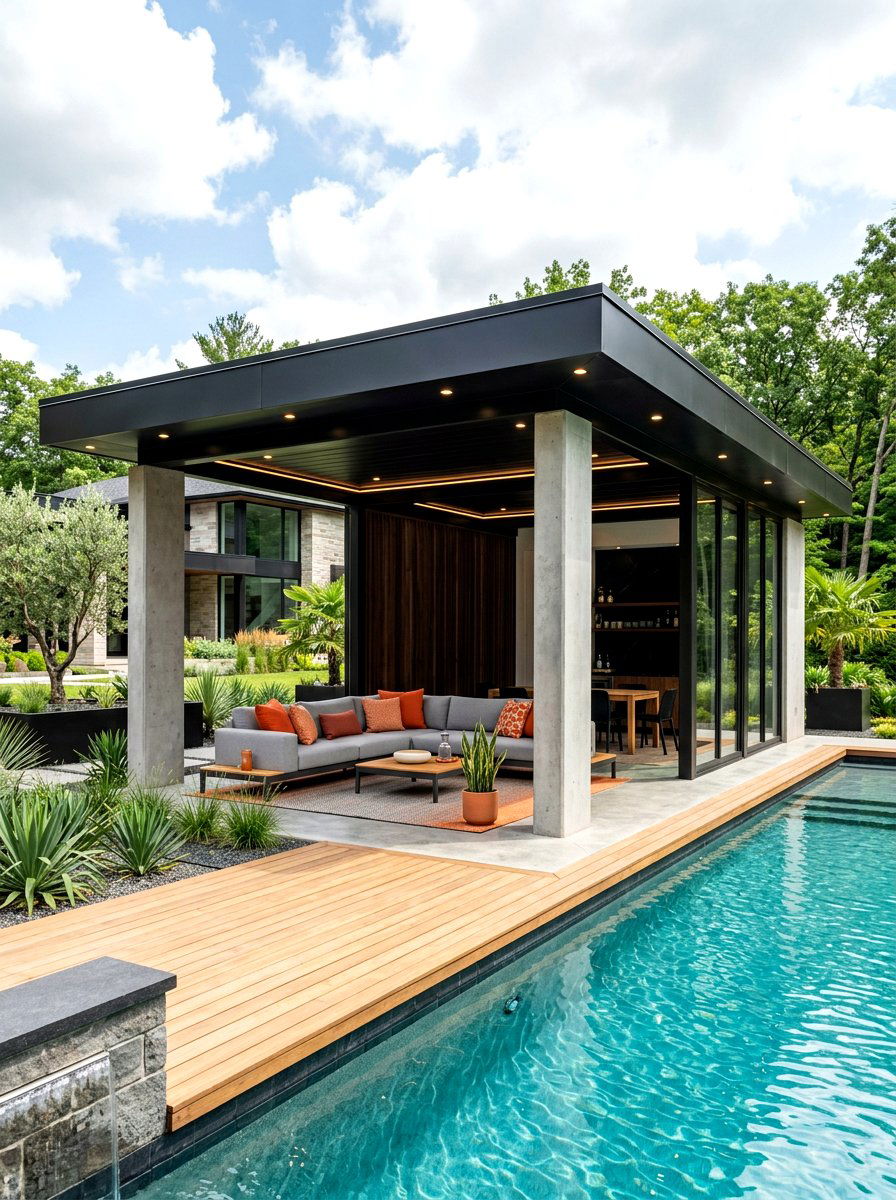 Modern Pool Pavilion - 30 pool pavilion ideas