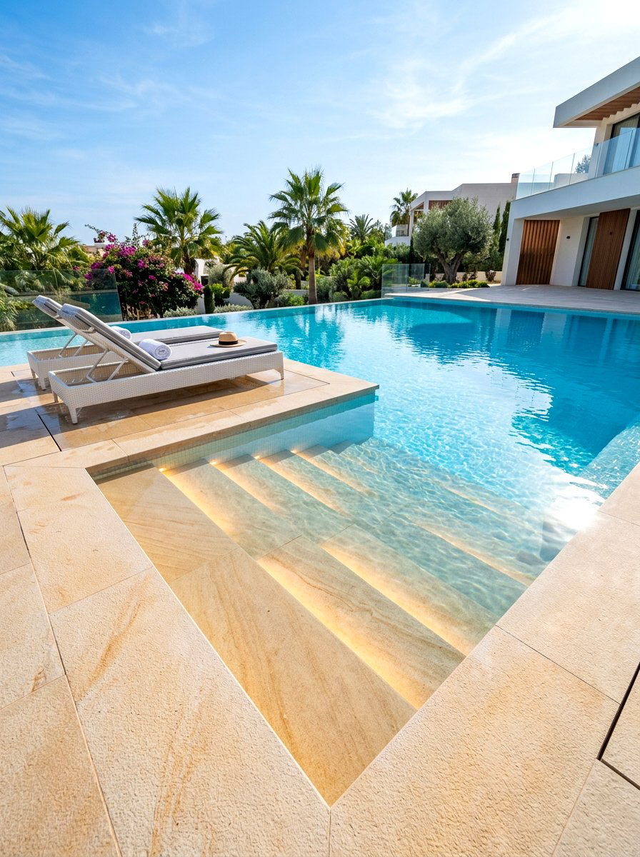 Modern Pool Step Lighting - 30 pool lighting ideas